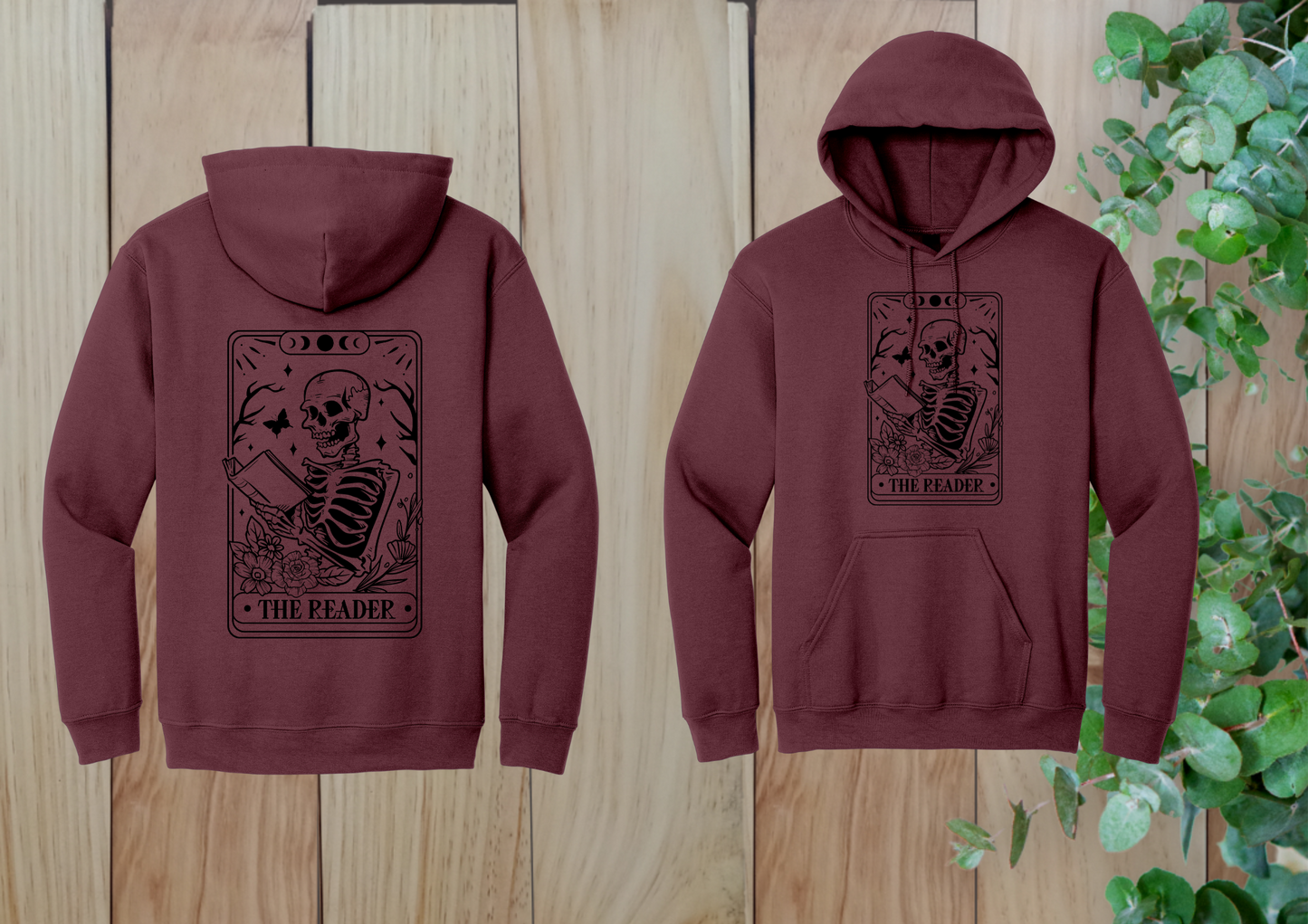 The Reader Tarot Skeleton Tee Hoodie