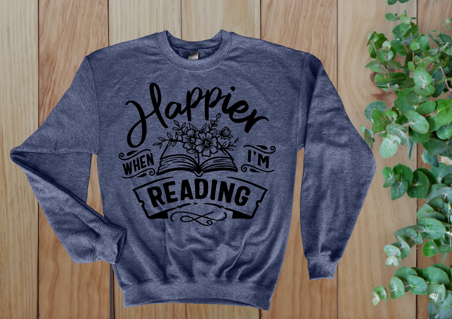 Happier When Reading Floral Crew