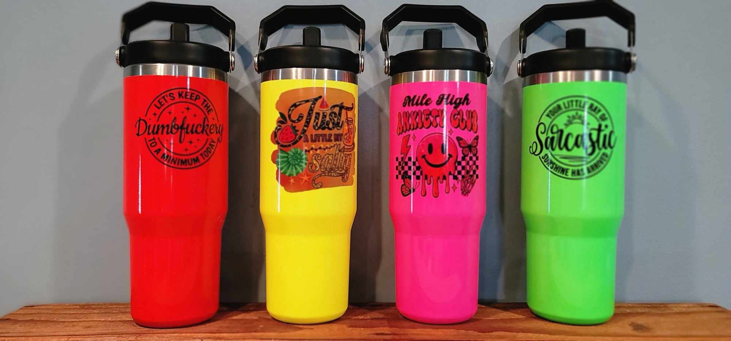 30 ounce Fliptop with handle - Neon Yellow