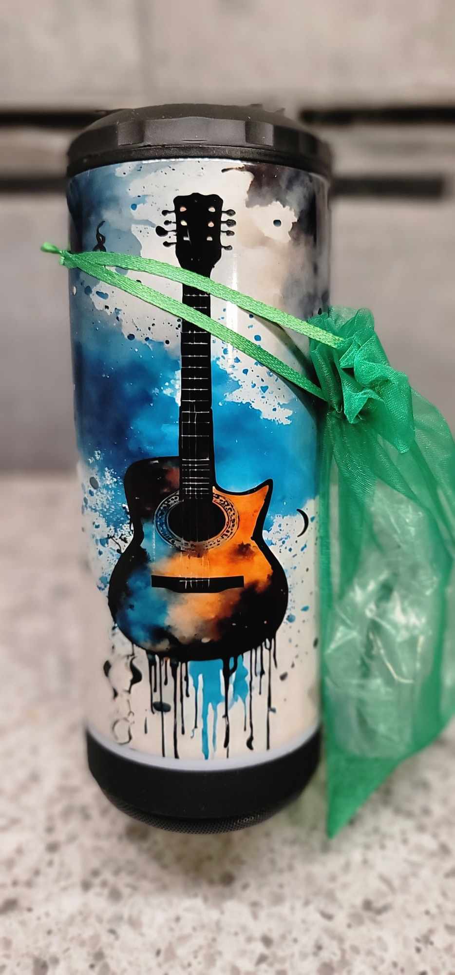 4 in 1 can cooler - Blue Guitar w/Speaker