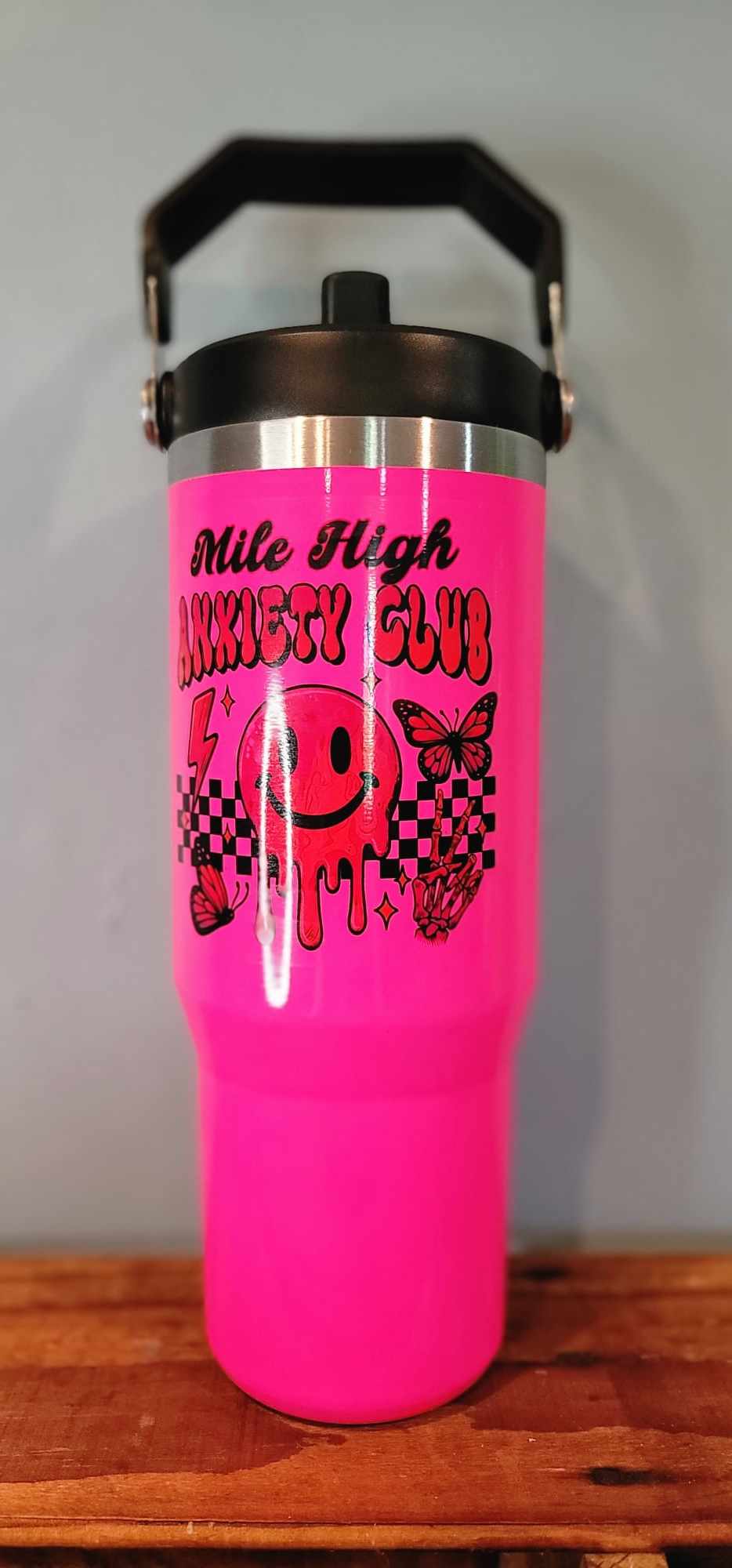 30 ounce Fliptop with handle - Neon Pink