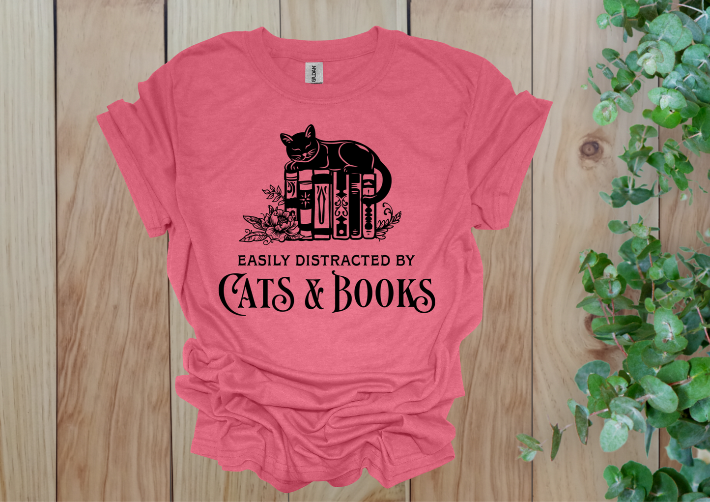 Easily Distracted by Cats & Books Tee