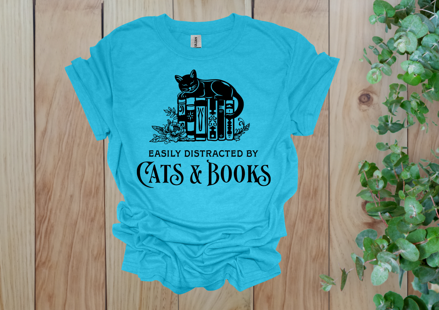 Easily Distracted by Cats & Books Tee
