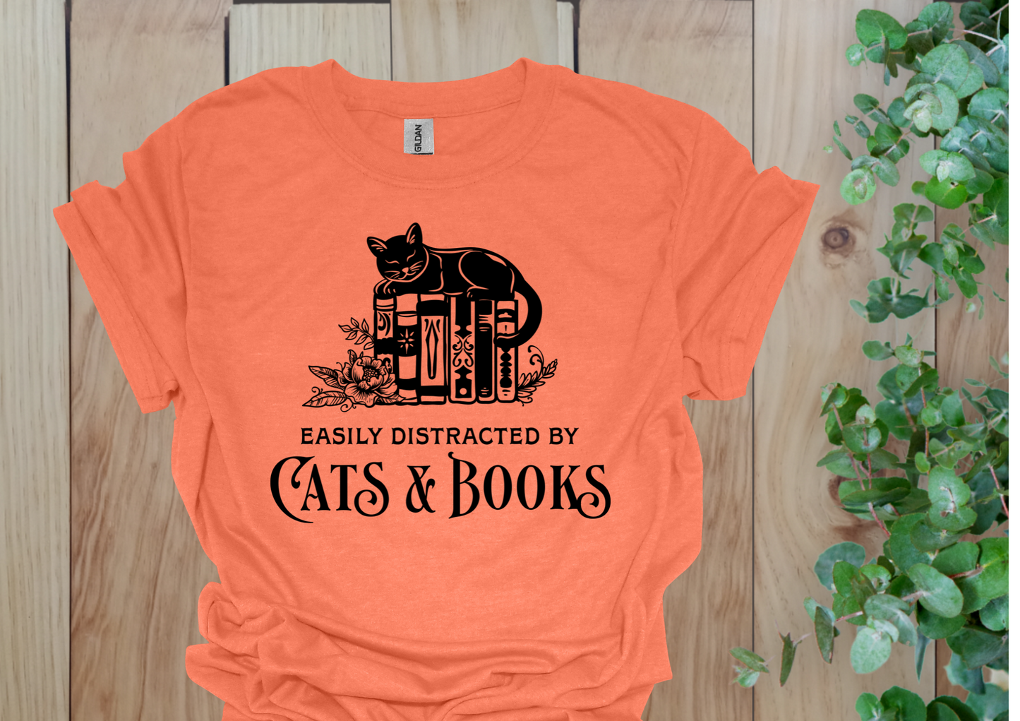 Easily Distracted by Cats & Books Tee