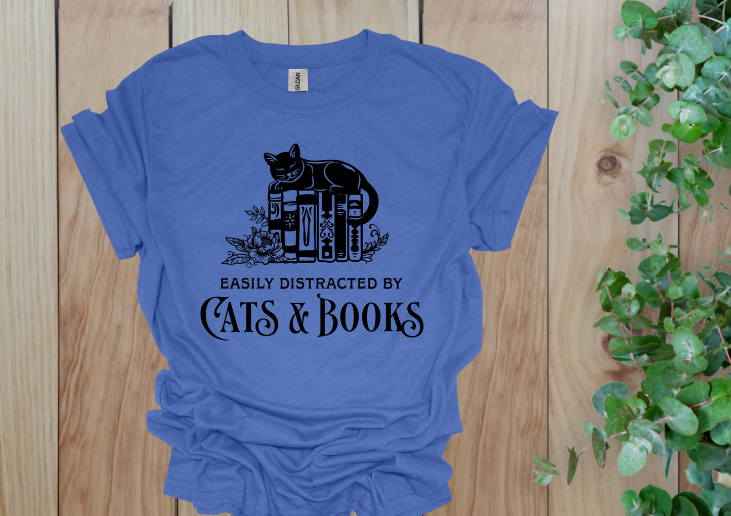 Easily Distracted by Cats & Books Tee