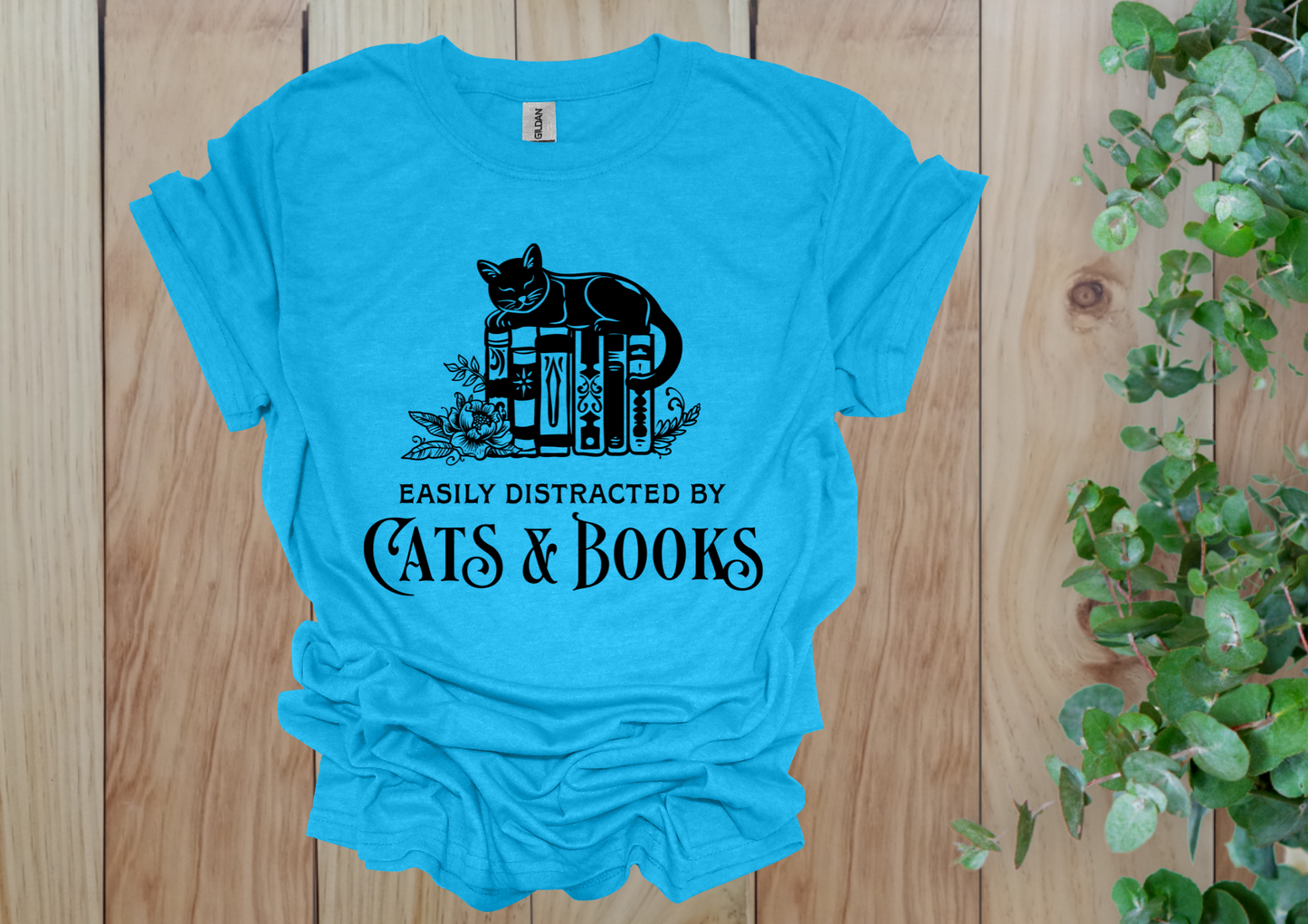 Easily Distracted by Cats & Books Tee